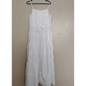 J McLaughlin Dress Medium Maxi Linen Shirt Cottage Peasant Bohemian Resort